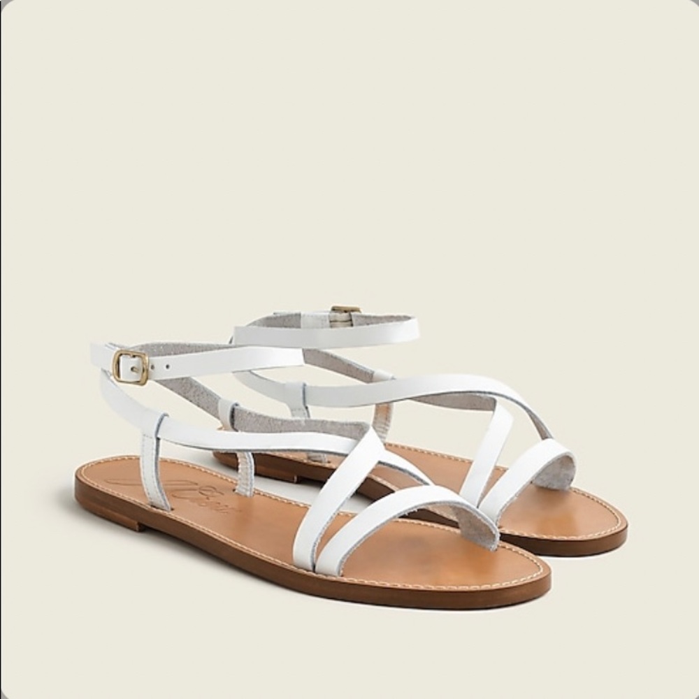 NIB J.Crew Flat Strappy‎ Sandals - Vachetta Leather